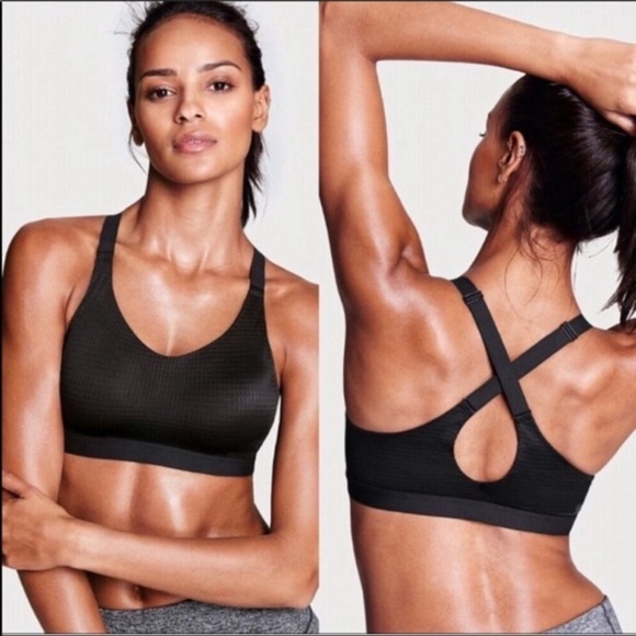 Victoria's Secret Other - VSX Black Perforated Cross Back Sports Bra 36DD